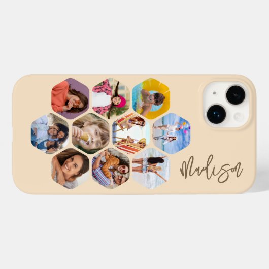 写真数々のコラージュシンプルパーソナライズされたモダン Case-Mate iPhoneケース (裏面 (横))