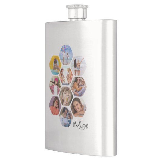 写真数々のコラージュシンプルモダンフラパーソナライズされたン フラスク (左)