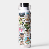 写真数々のコラージュシンプル六角モダン模様 ウォーターボトル (正面)