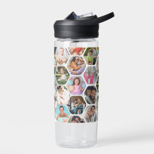 写真数々のコラージュシンプル六角モダン模様 ウォーターボトル