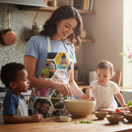 写真数々のコラージュシンプル六角モダン模様 エプロン