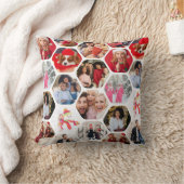 写真数々のコラージュシンプル六角モダン模様 クッション (ブランケット)