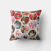 写真数々のコラージュシンプル六角モダン模様 クッション (裏面)