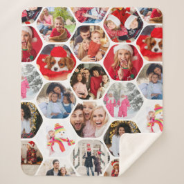 写真数々のコラージュシンプル六角モダン模様 シェルパブランケット