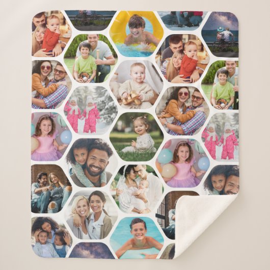 写真数々のコラージュシンプル六角モダン模様 シェルパブランケット (正面)