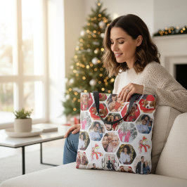 写真数々のコラージュシンプル六角モダン模様 トートバッグ