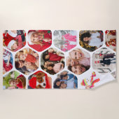 写真数々のコラージュシンプル六角モダン模様 ビーチタオル (正面)