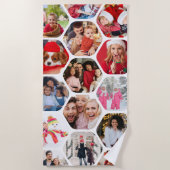 写真数々のコラージュシンプル六角モダン模様 ビーチタオル (正面)