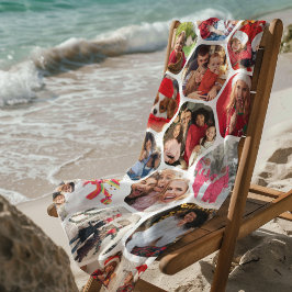 写真数々のコラージュシンプル六角モダン模様 ビーチタオル