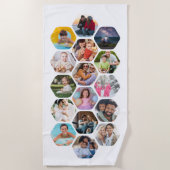 写真数々のコラージュシンプル六角モダン模様 ビーチタオル (正面)