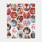 写真数々のコラージュシンプル六角モダン模様 フリースブランケット (正面)