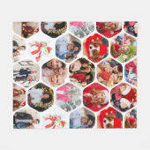 写真数々のコラージュシンプル六角モダン模様 フリースブランケット (正面(横))