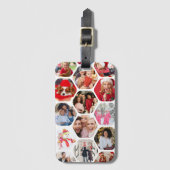 写真数々のコラージュシンプル六角モダン模様 ラゲッジタグ (正面縦)
