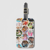 写真数々のコラージュシンプル六角モダン模様 ラゲッジタグ (正面縦)