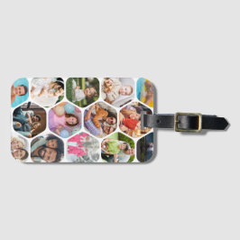 写真数々のコラージュシンプル六角モダン模様 ラゲッジタグ