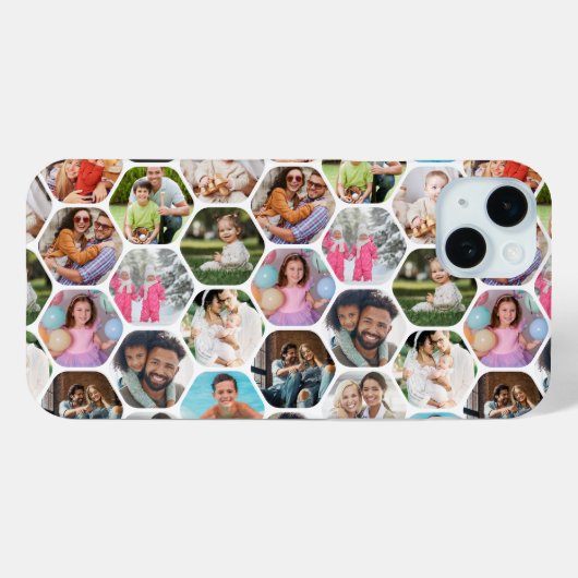 写真数々のコラージュシンプル六角モダン模様 Case-Mate iPhoneケース (裏面 (横))