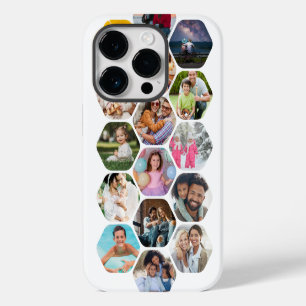 写真数々のコラージュシンプル六角モダン模様 iPhone 14 PROケース