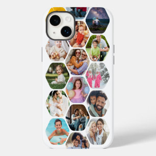 写真数々のコラージュシンプル六角モダン模様 iPhone 14 PLUSケース