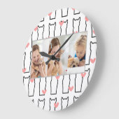 写真数々のコラージュモダンラブパーソナライズされたル猫 ラージ壁時計 (傾斜)