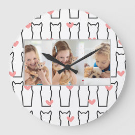写真数々のコラージュモダンラブパーソナライズされたル猫 ラージ壁時計