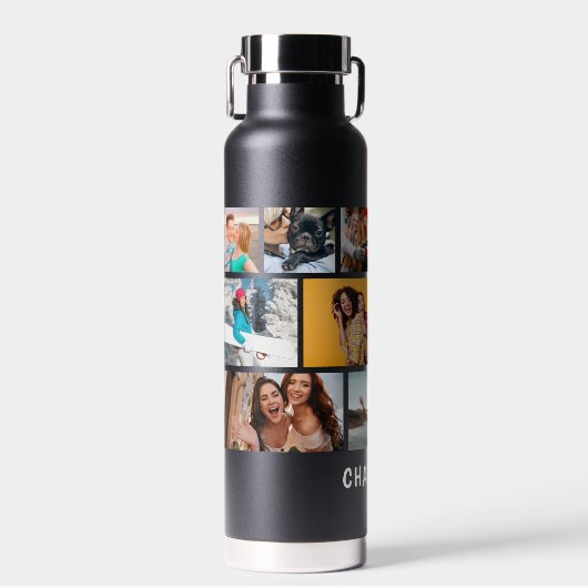 写真数々のコラージュモダン名パーソナライズされた ウォーターボトル (正面)