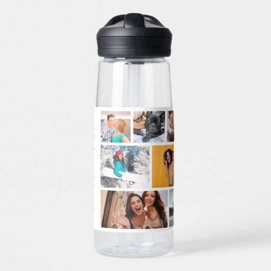 写真数々のコラージュモダン名パーソナライズされた ウォーターボトル (正面)