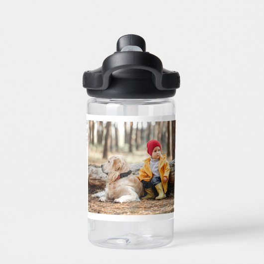 写真数々のコラージュモダン名パーソナライズされた ウォーターボトル (背面)