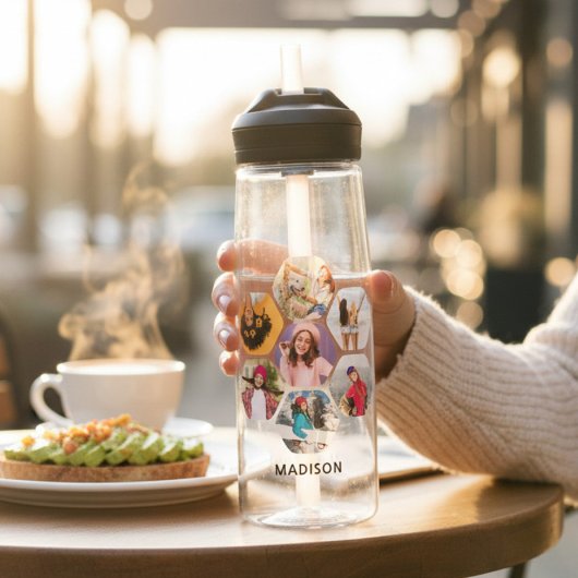 写真数々のコラージュモダン名パーソナライズされた ウォーターボトル