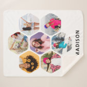 写真数々のコラージュモダン名パーソナライズされた シェルパブランケット (正面(横))