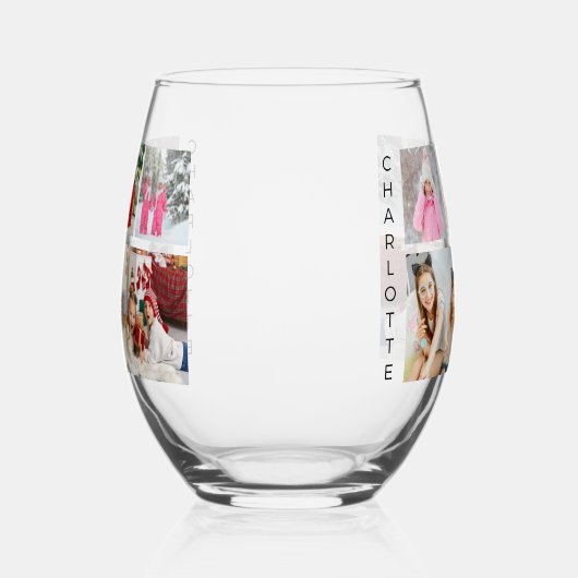 写真数々のコラージュモダン名パーソナライズされた ステムなしワイングラス (右)