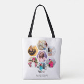 写真数々のコラージュモダン名パーソナライズされた トートバッグ (裏面)