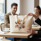 写真数々のコラージュモダン名パーソナライズされた ラージトートバッグ