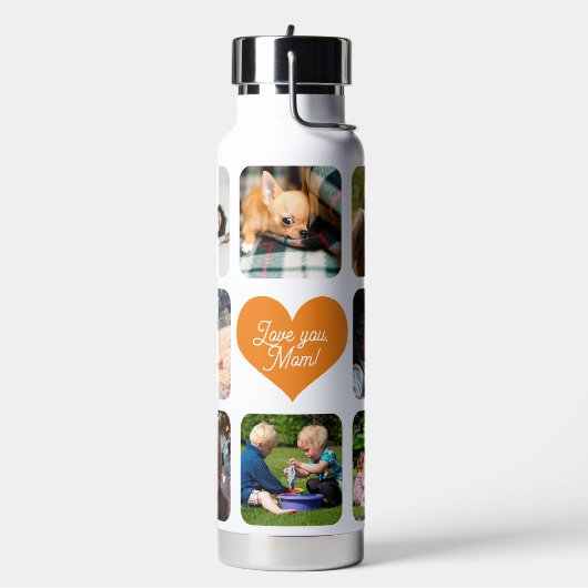 写真数々のコラージュ愛お母さパーソナライズされたん ウォーターボトル (左面)