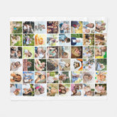 写真数々のコラージュ独自の48写真ホワイトを追加 フリースブランケット (正面(横))