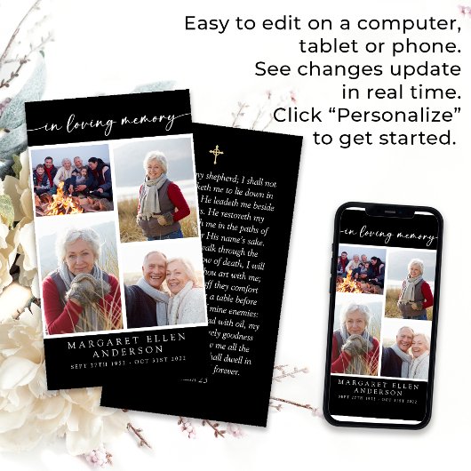 写真数々のコラージュ葬儀祈りの言葉カード