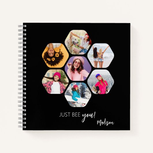 写真数々のコラージュBEE JUST YOU パーソナライズされた Name ノートブック (正面)