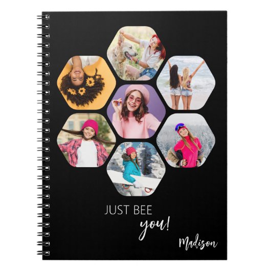 写真数々のコラージュBEE JUST YOU パーソナライズされた Name ノートブック (正面)
