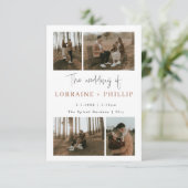 写真数々のコラージュQRコードミニマル結婚リスト 招待状 (スタンド正面)