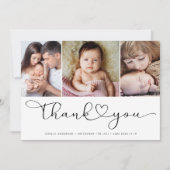 写真数々のスクリプトとハート新生児写真 サンキューカード (正面)