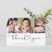 写真数々のスクリプトとハート新生児写真 サンキューカード (スタンド正面)