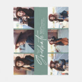 写真数々のセージモダングリーンスクリプト卒業 フリースブランケット (正面)