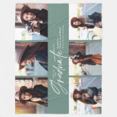 写真数々のセージモダングリーンスクリプト卒業 フリースブランケット (正面)