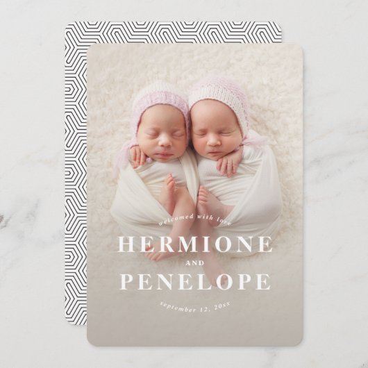 写真数々のツインモダンジオメトリック+タイポグラフィ 案内状 (正面/裏面)