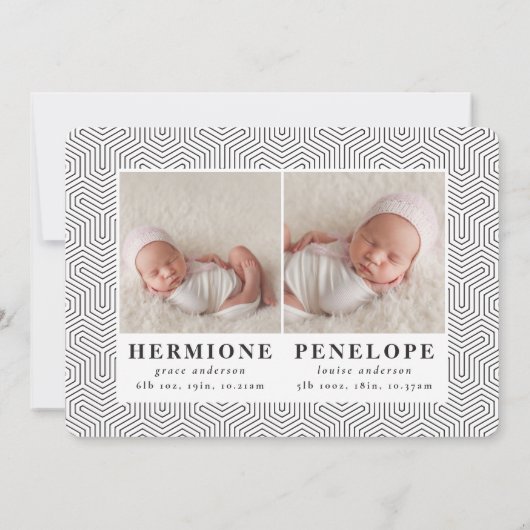 写真数々のツインモダンジオメトリック+タイポグラフィ 案内状 (裏面)