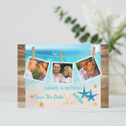 – 写真数々のトロピカルビーチ日付カードを保存 セーブザデート (スタンド正面)