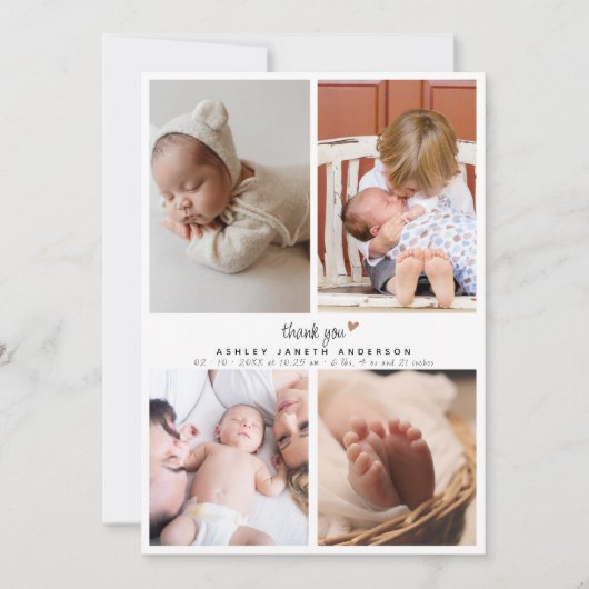 写真数々のミニマルエレガント赤ちゃんシャワー サンキューカード (正面)