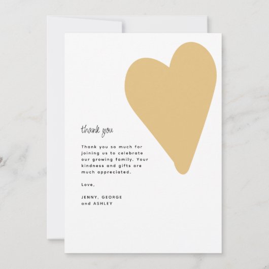 写真数々のミニマルエレガント赤ちゃんシャワー サンキューカード (裏面)