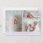 写真数々のミニマル紫色の誕生発表 案内状 (正面)