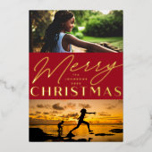 写真数々のメリークリスマスフォイルホリデーカード 箔シーズンカード (正面)