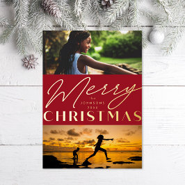 写真数々のメリークリスマスフォイルホリデーカード 箔シーズンカード